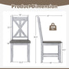 Farmhouse chair dimensions showcasing a gray rubber wood frame and elegant hollowed backrest, supporting up to 330 lbs.