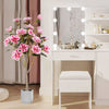 Faux wedding flower plant with 18 pink magnolia flowers in a sturdy cement pot, perfect for elegant indoor decor.