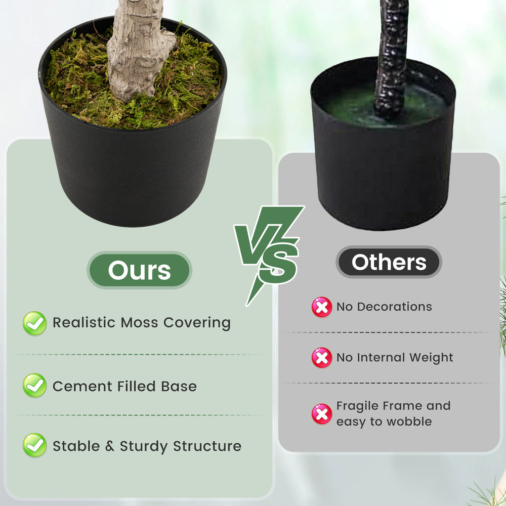 Faux wedding flower plant with pink PEVA leaves, cement-filled base, and realistic moss for elegant indoor decor.