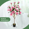 Faux wedding flower plant with 18 pink magnolia flowers, 51" tall, in a sturdy cement pot for elegant indoor decor.