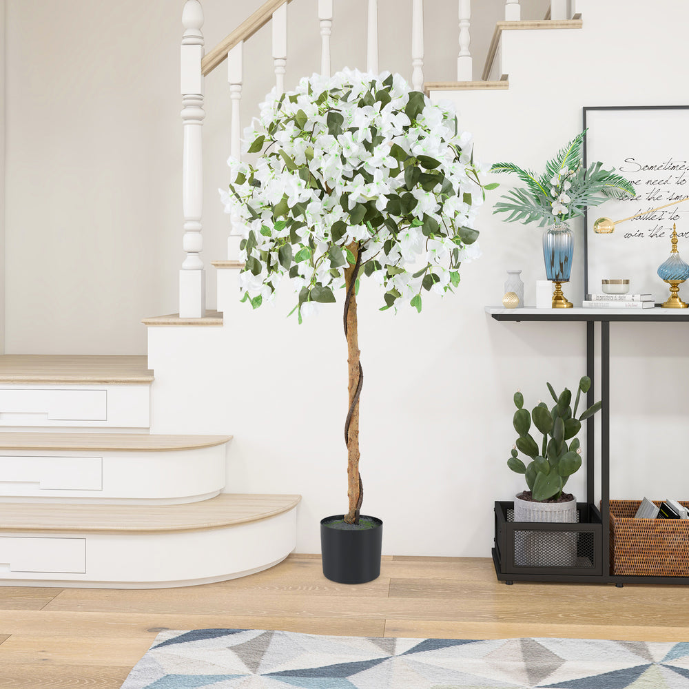 4.5 Feet Artificial Azalea Tree with Cement Pot-White - Gallery View 1 of 10