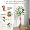 Artificial 4.5 feet azalea tree with 576 flowers, natural wood trunk, and cement pot for vibrant indoor decoration.