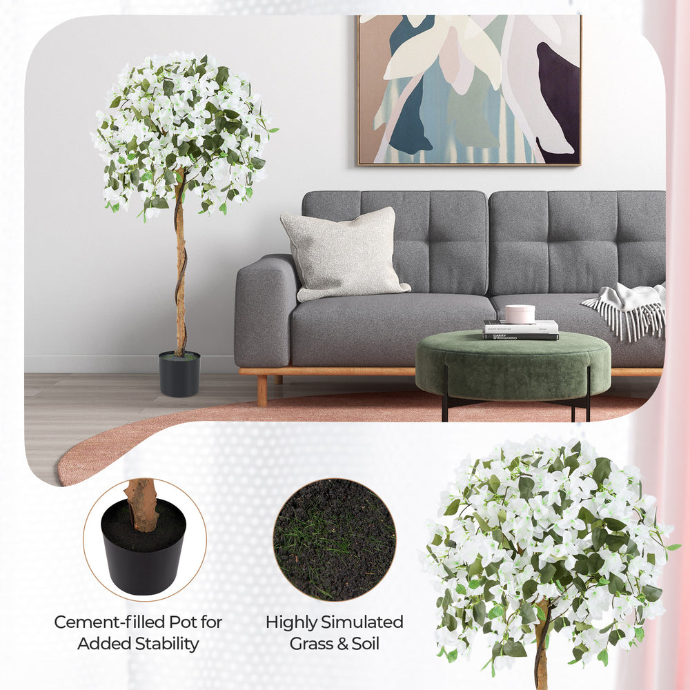 4.5 feet artificial azalea tree with cement pot, featuring 288 leaves and 576 flowers for a vibrant indoor decoration.