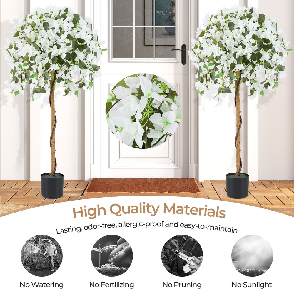 4.5 feet artificial azalea tree with white flowers and cement pot, perfect for indoor decoration, requires no.