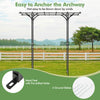 6.8 feet garden arbor with trellises, sturdy metal construction, anchored with pre-drilled feet and 4 ground stakes for.