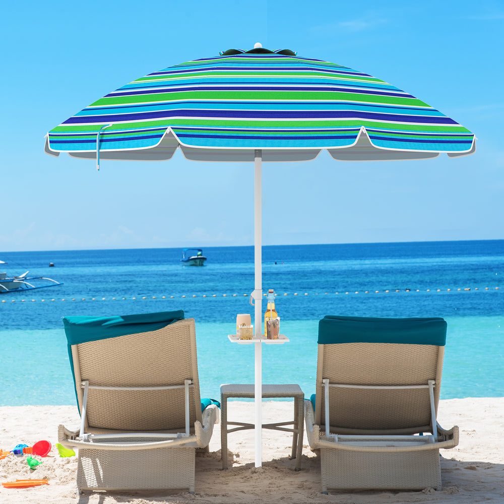 7.2 Feet Portable Outdoor Beach Umbrella with Sand Anchor and Tilt Mechanism-Green - Gallery View 1 of 10