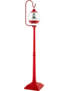 68-inch red festive musical street lamp post with snow globe lantern, featuring colorful lights and falling snow for.