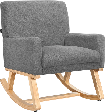 Costway Upholstered Solid Wood Base Rocking Accent Chair 89230176 New