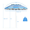8FT portable beach umbrella in blue with tilt mechanism, sand anchor, and sturdy fiberglass ribs for outdoor use.