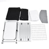 Folding camping table with storage organizer, featuring a large countertop and side tables, packed in a carry bag for.