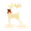 Lighted standing reindeer decoration with 120 LED bulbs, warm lights, and festive bow, ideal for outdoor Christmas.