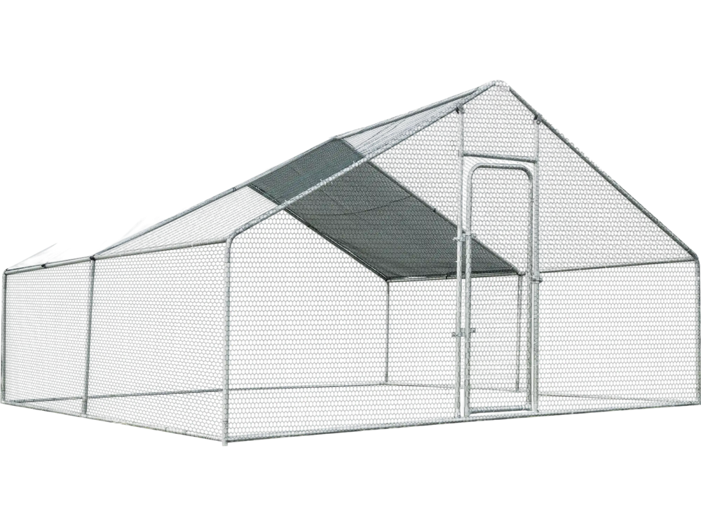 13 x 13 Feet Walk-in Chicken Coop with Waterproof Cover for Outdoor Backyard Farm