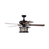 52-inch black crystal ceiling fan with remote, 3-speed settings, and reversible blades for year-round comfort and.