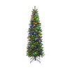 6 feet pre-lit artificial Christmas pencil tree with colorful LED lights, designed with a sturdy folding metal base for.