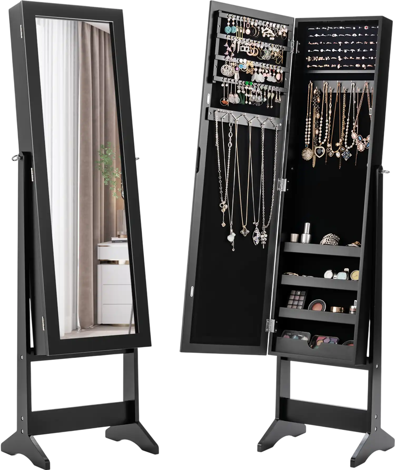 Costway Mirrored Standing Jewelry Cabinet Storage Box 56031928 New