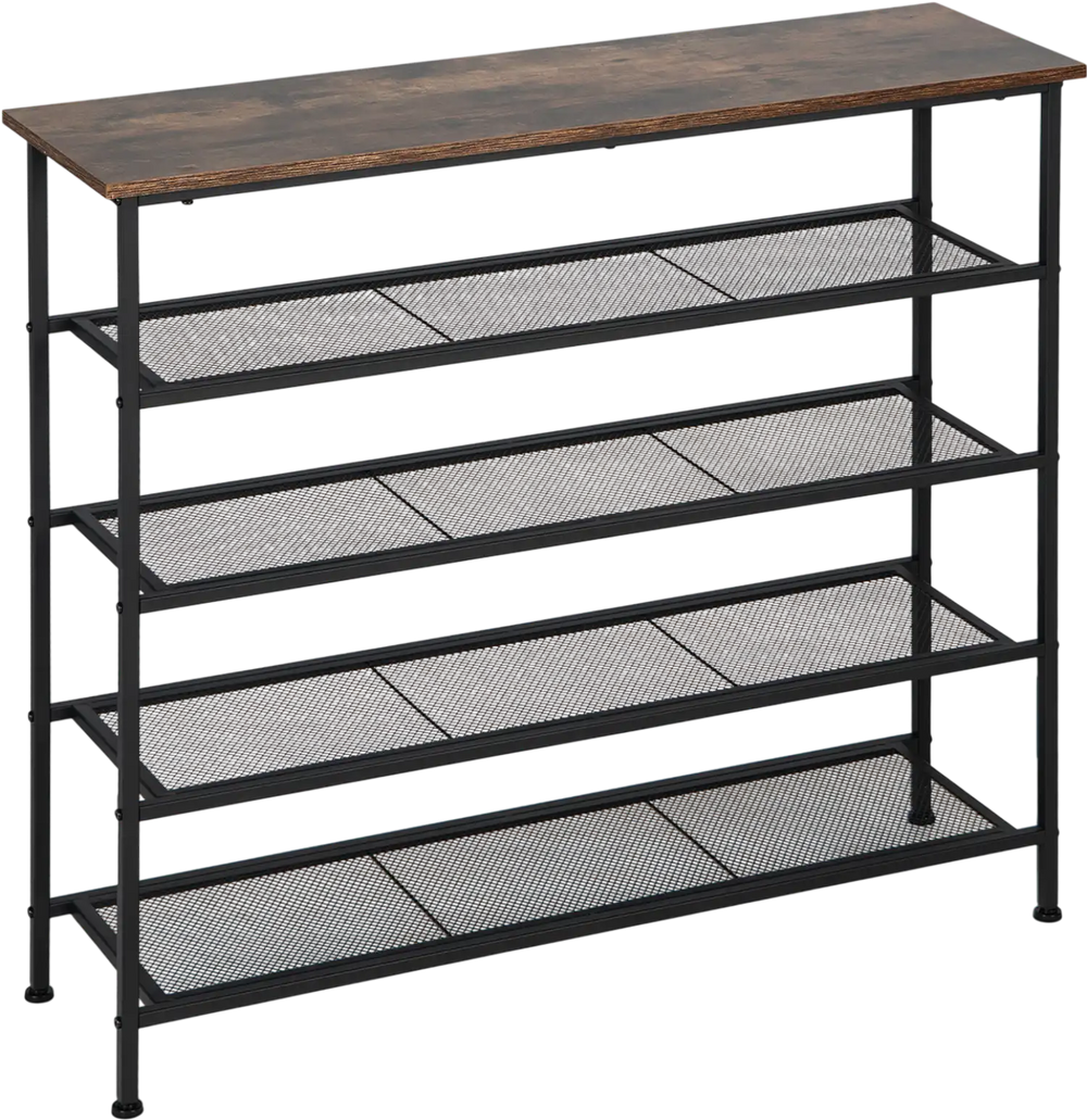 Industrial Adjustable 5-Tier Metal Shoe Rack with 4 Shelves for 16-20 Pairs