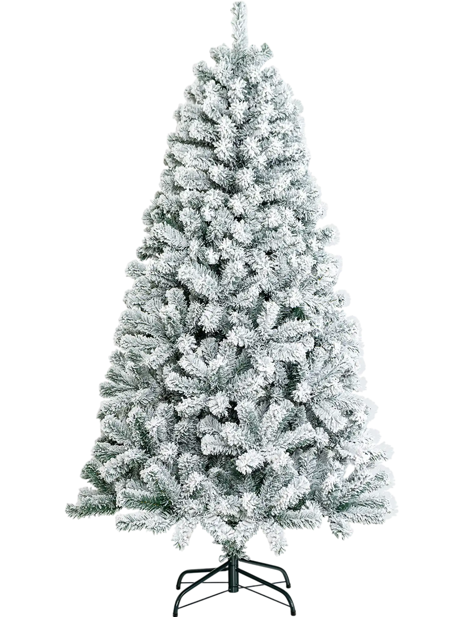 Costway Artificial Snow Flocked Hinged Christmas Tree w/ Metal Stand 24167935 New