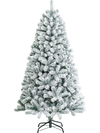 6 feet snow flocked artificial Christmas tree with 600 branch tips and sturdy metal stand, perfect for festive decor.