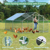 Large walk-in chicken coop with roof cover, featuring PVC coated wire mesh and galvanized frame for outdoor safety.