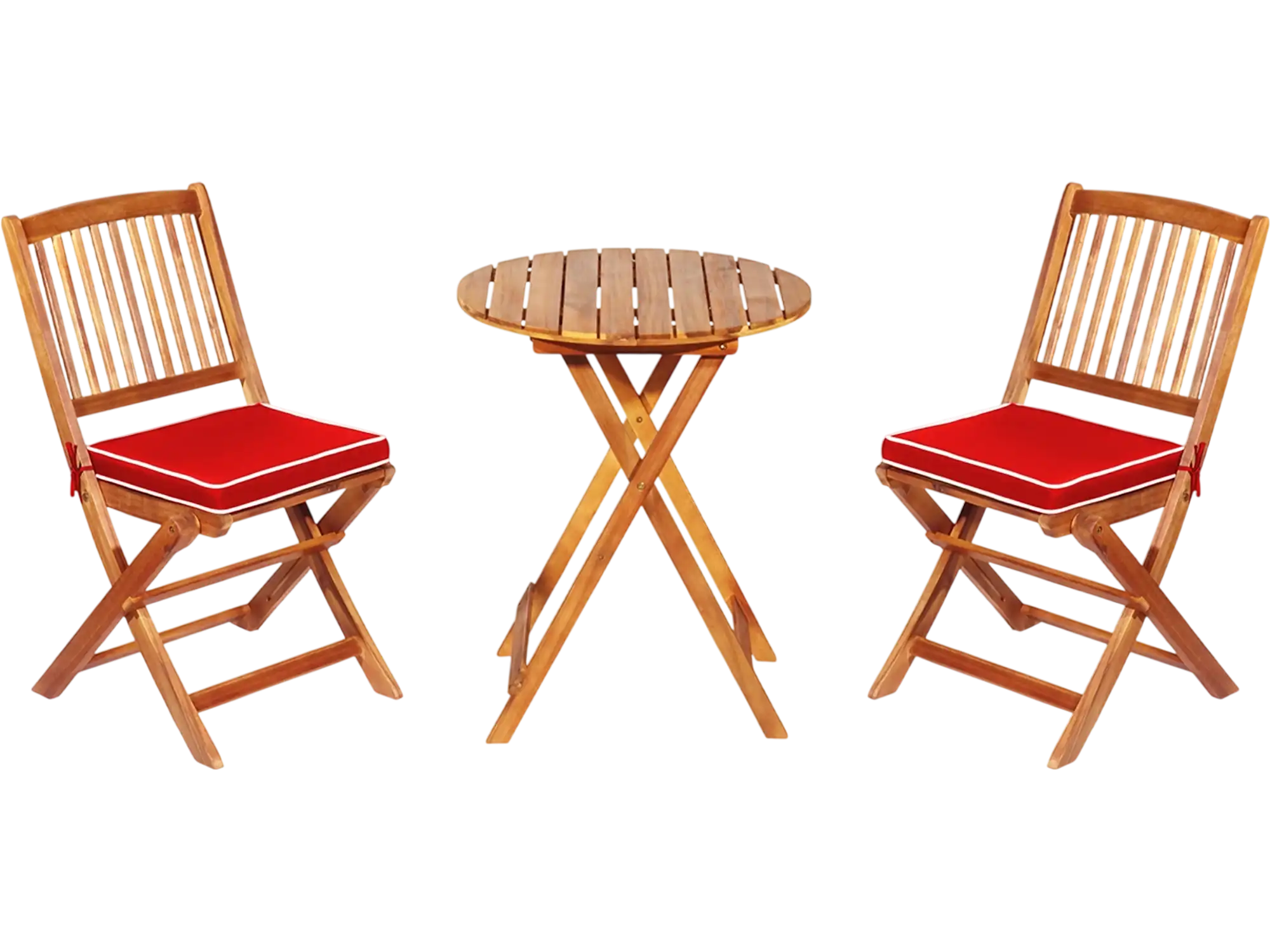 Costway 3-Pc Patio Folding Bistro Set w/ Cushions Round Coffee Table 53047619 New
