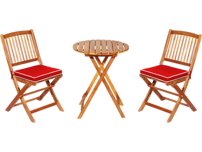 Costway 3-Pc Patio Folding Bistro Set w/ Cushions Round Coffee Table 53047619 New