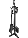 5-piece rustic wrought iron fireplace tools set with a stylish design, including a brush, shovel, and fire hook for.