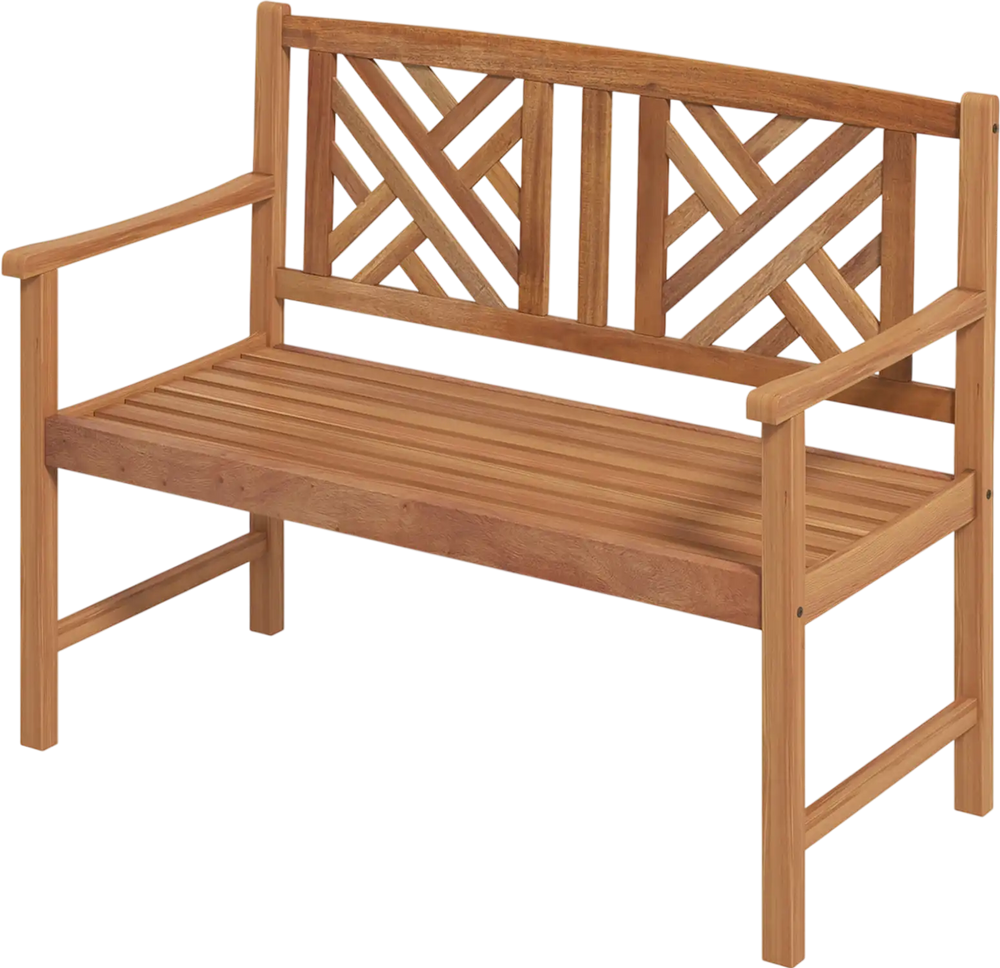 2-Person Wooden Outdoor Bench with Cozy Armrest and Backrest