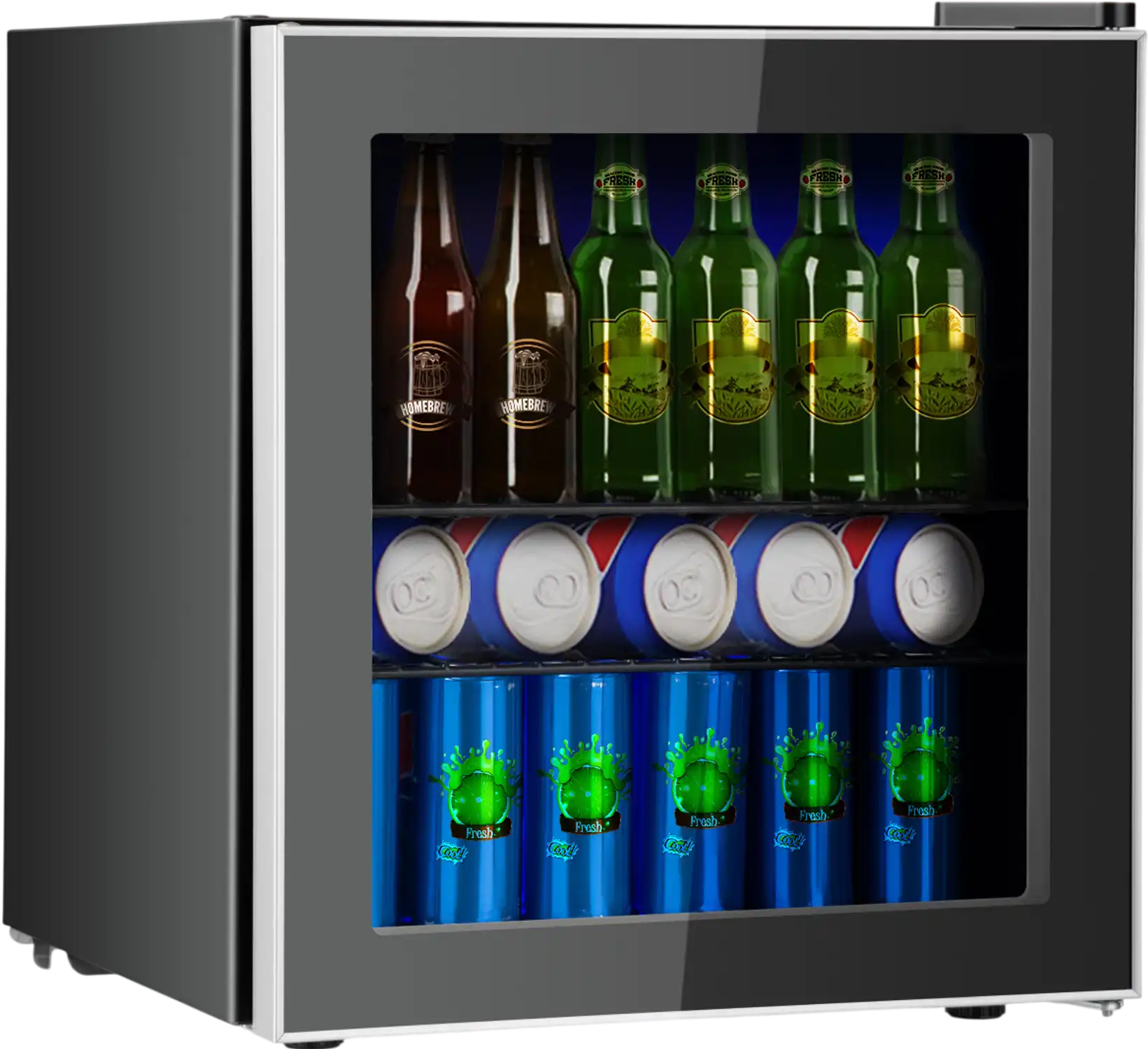 Costway 60-Can Beverage Mini Fridge Glass Door 67392418 New