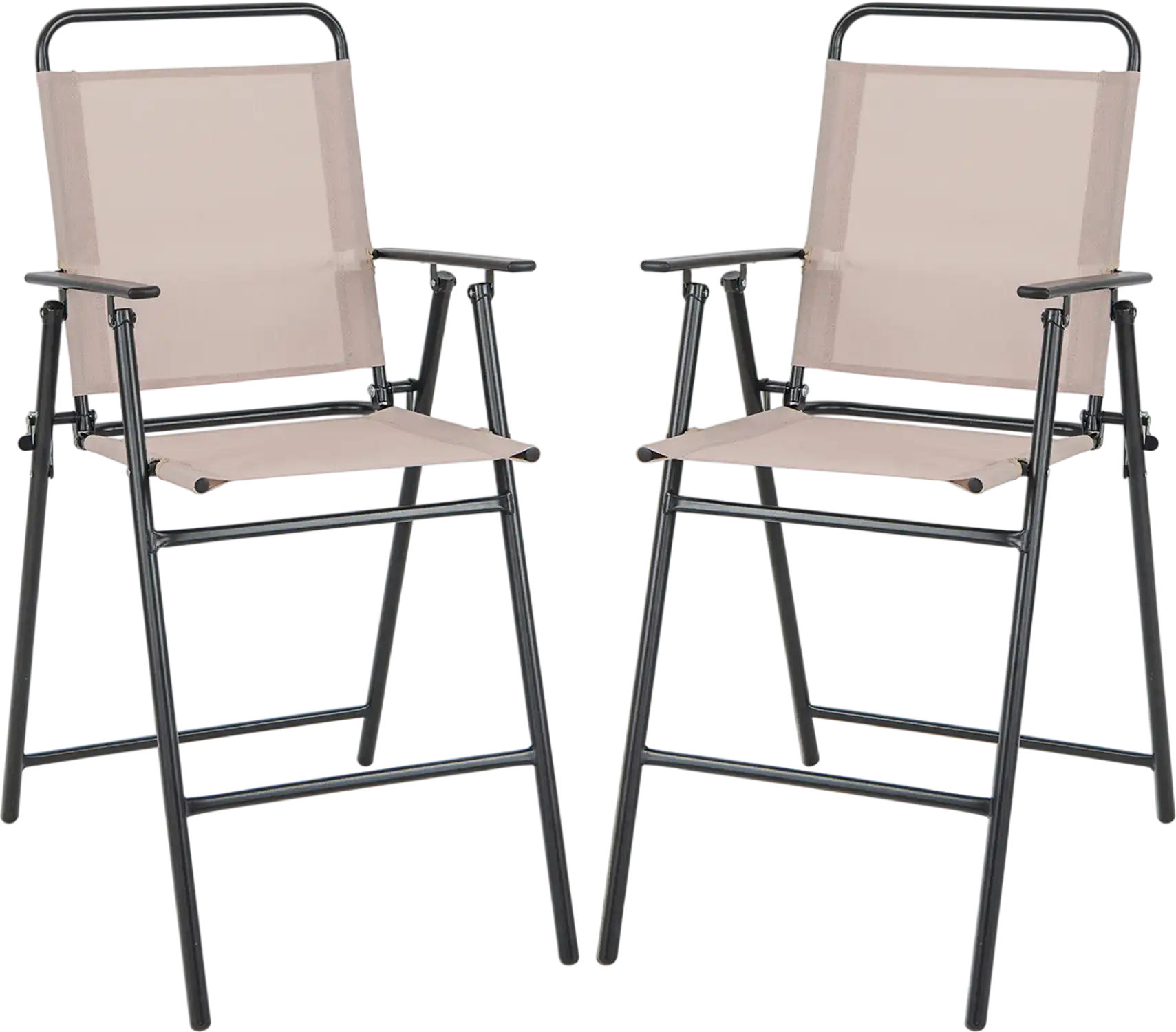 Costway Set of 2 Patio Folding Bar-Height Chairs w/ Armrests Quick-Drying Seat 86974513 New