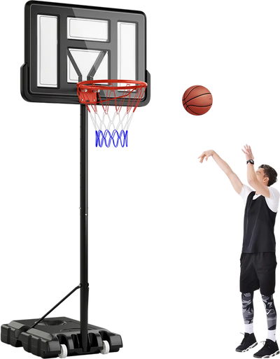 Costway Portable Adjustable Basketball Hoop 4.4'-10' 2 Wheels Fillable Base 97836142 New