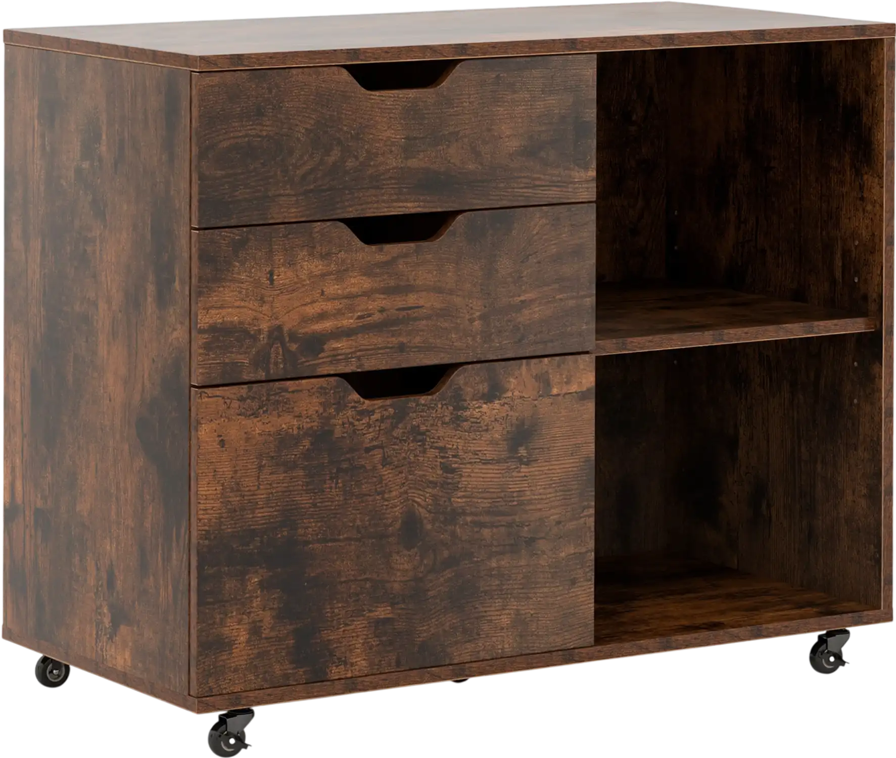 Costway 3-Drawer File Cabinet with Adjustable Shelf & Wheels for Letter 32481576 New