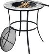 23.5 Inches Round Fire Pit Table with Mesh Cover and Fire Poker