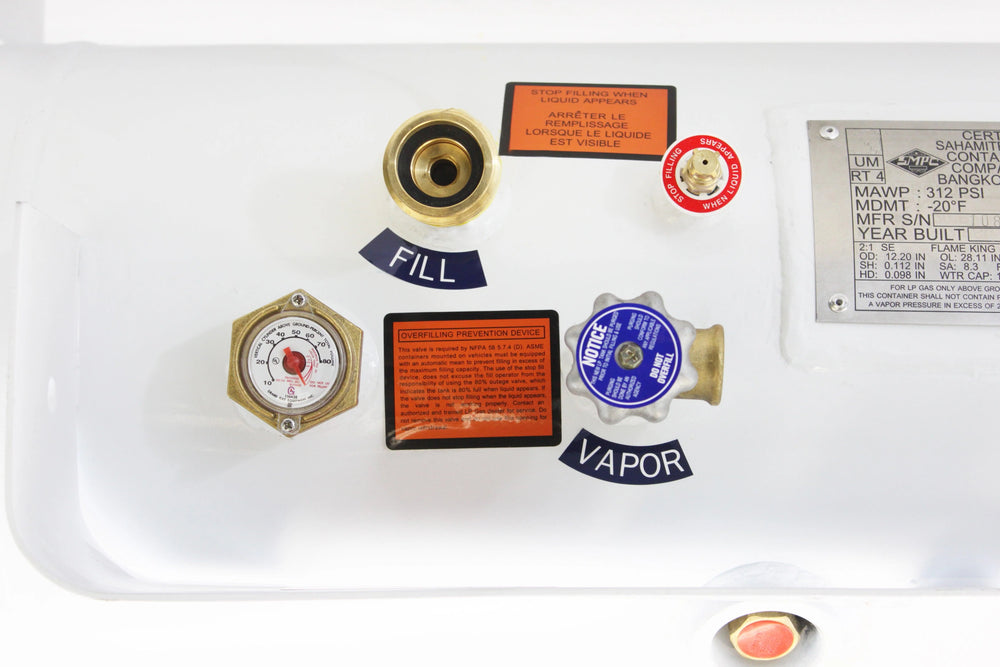 Flame King RV Propane Tank 12.2 Gal. Horizontal ASME 28" x 12" New