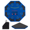 Foldable 48" blue poker table top for 8 players with cup holders and carrying bag, ideal for game rooms and parties.