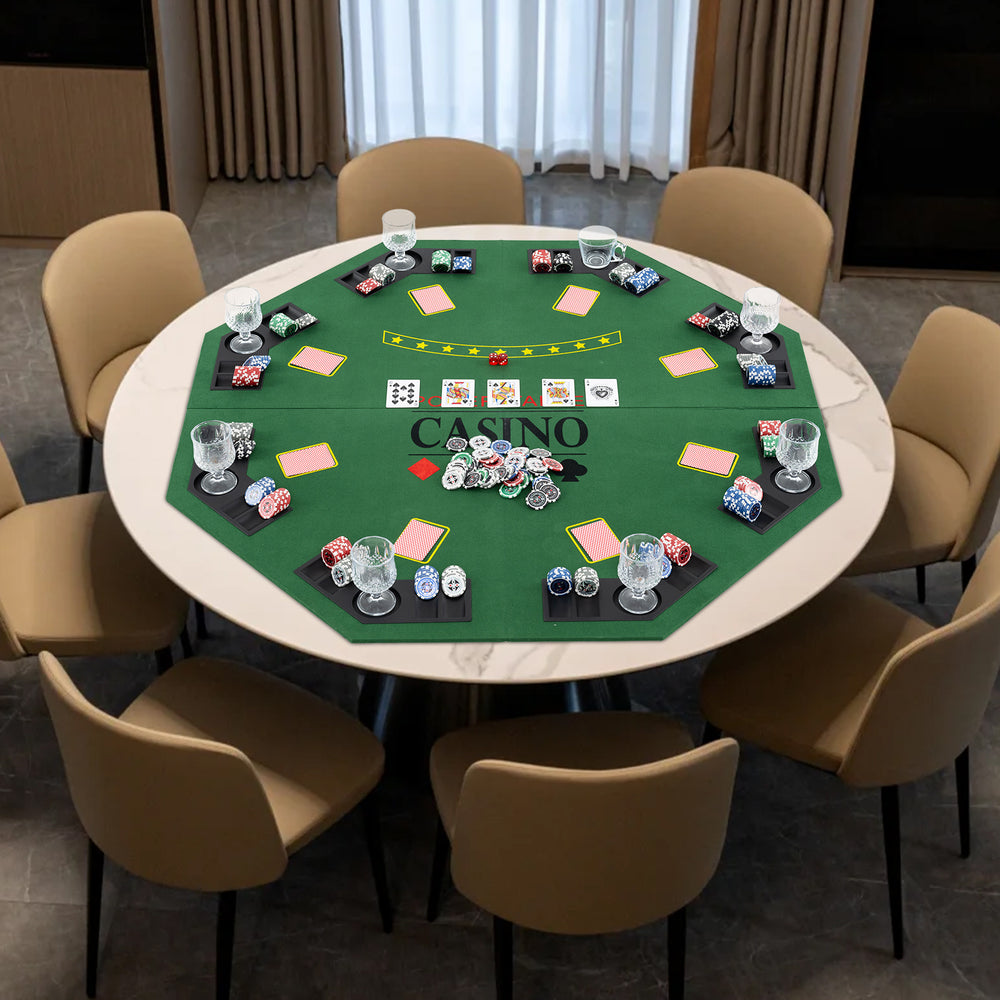 8-Player Foldable Poker Table Top with Carrying Bag-Green - Gallery View 1 of 10