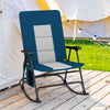 Foldable Rocking Padded Portable Camping Chair with Backrest and Armrest -Blue - Gallery View 1 of 12
