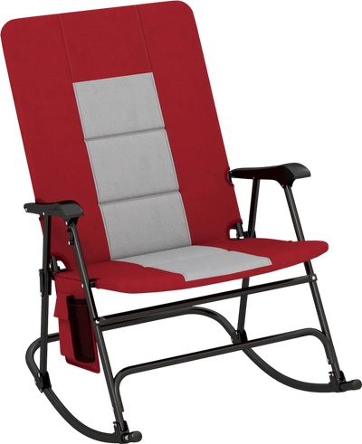 Costway Foldable Padded Portable Camping Rocking Chair w/ Backrest Side Pocket 68275493 New