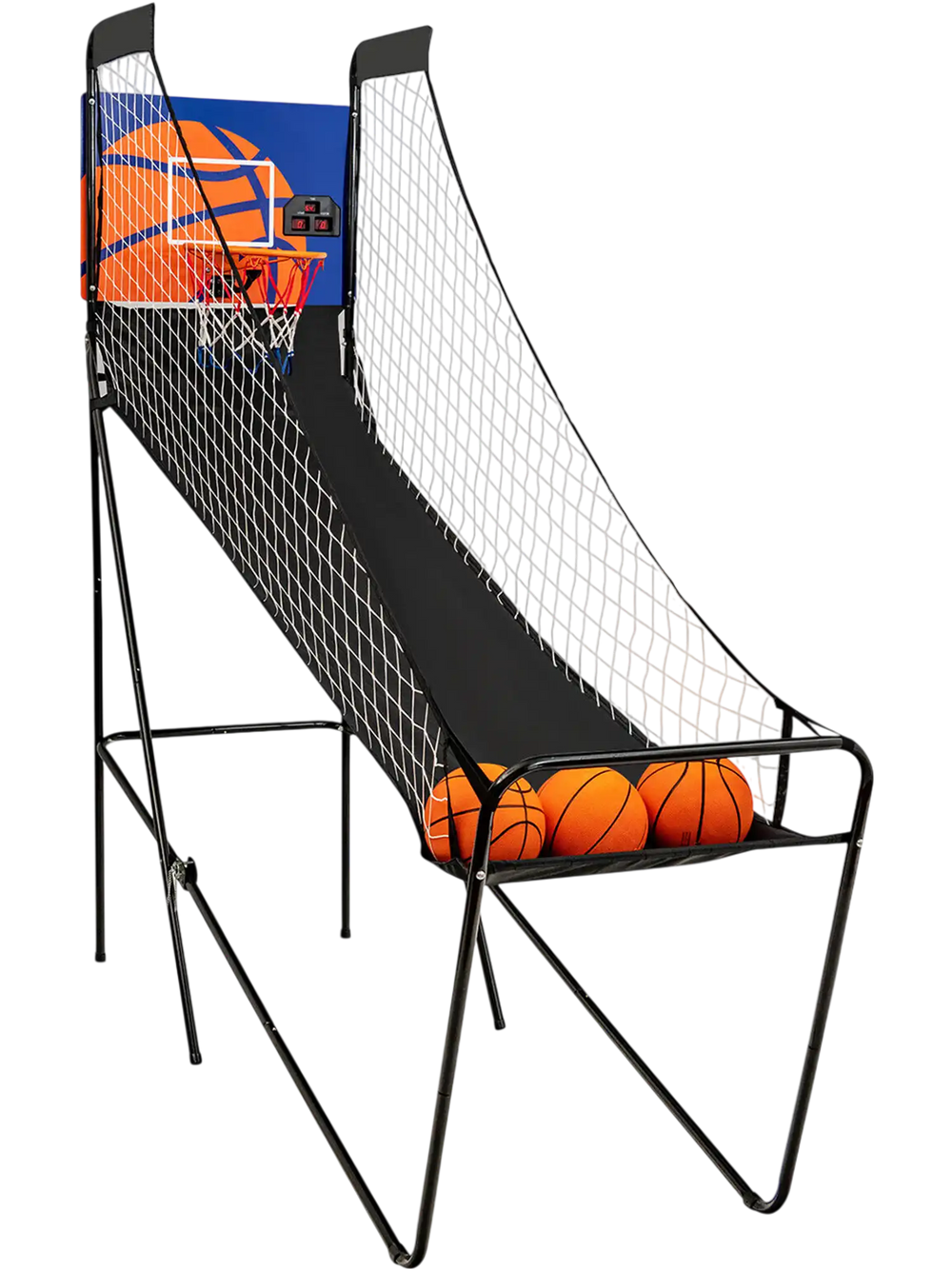Foldable Single Shot Basketball Arcade Game with Electronic Scorer and Basketballs