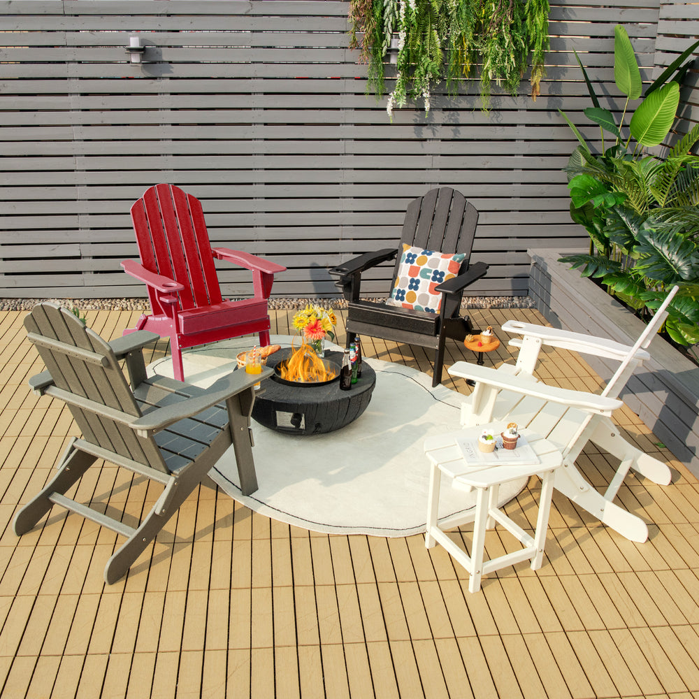 Foldable Weather Resistant Patio Chair with Built-in Cup Holder-Red - Gallery View 1 of 9