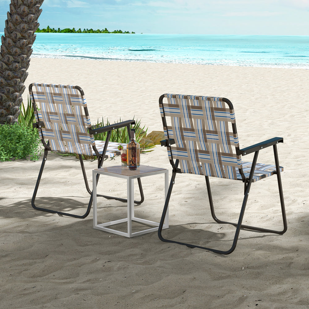 4 Pieces Folding Beach Chair Camping Lawn Webbing Chair-Coffee - Gallery View 1 of 10