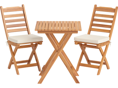 Costway Folding Acacia Wood Bistro Patio Chair Table Set 281457963 New