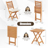 Folding chair and table set with soft seat cushions, made of acacia wood, perfect for backyard and poolside use.