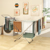 Folding clothes drying rack with adjustable wings, ideal for indoor and outdoor use, featuring sturdy aluminum and.