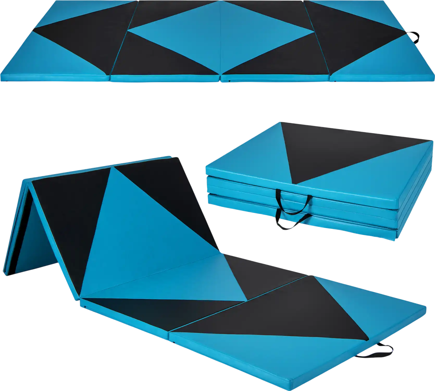 Costway 4-Panel PU Leather Folding Exercise Gym Training Mat 82497351 New