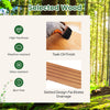 Folding garden potting bench with teak oil finish, featuring slatted design for drainage and 2-tier storage shelves.