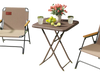 Folding picnic table with rattan grain HDPE tabletop, portable design, perfect for outdoor gatherings and picnics.
