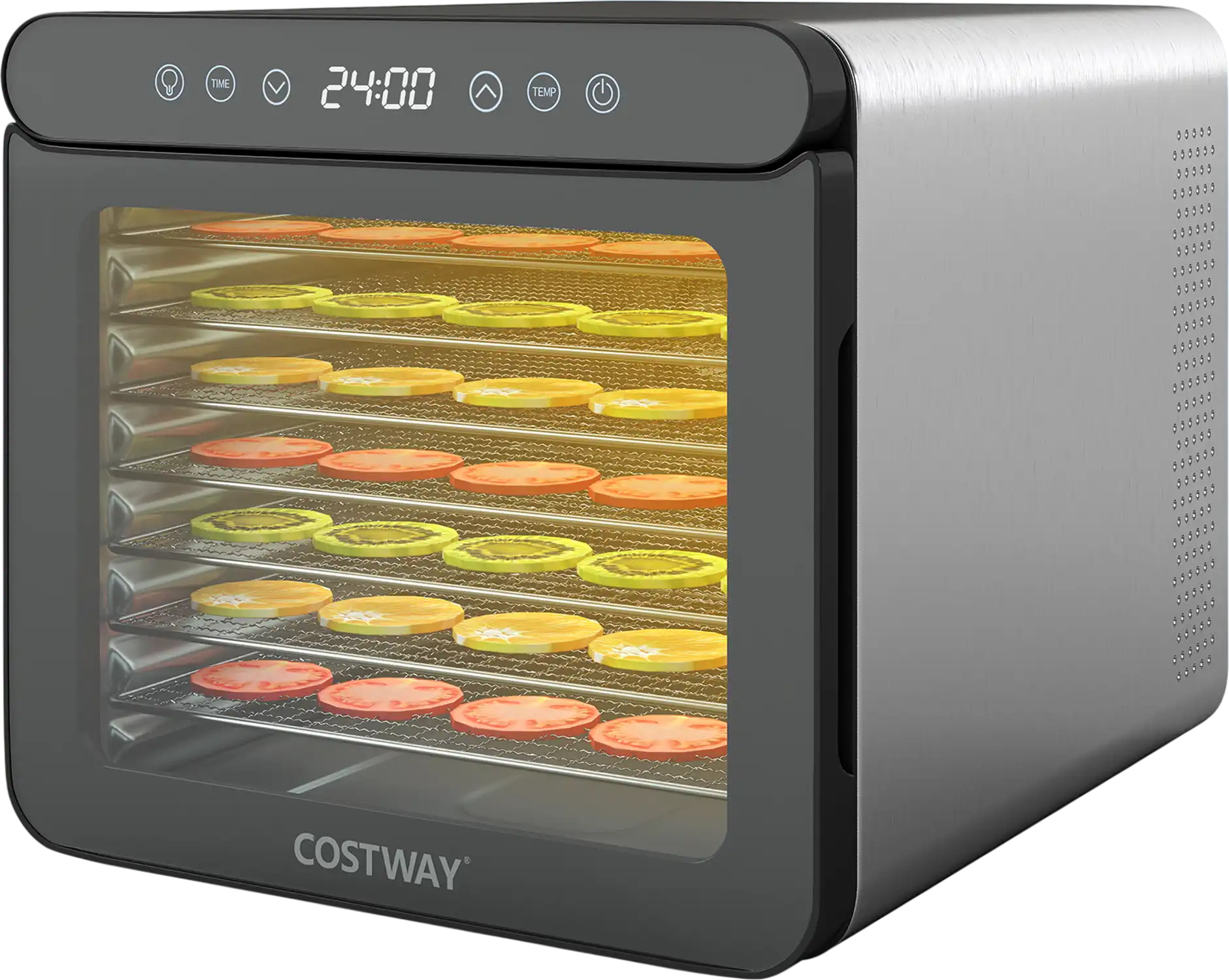 Costway 7-Tray Stainless Steel Food Dehydrator w/ 1-24H Timer & 30-75℃ Temp Control 486357921 New