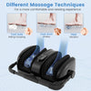 Foot and calf massager in black with heat, featuring shiatsu and compression for blood circulation and pain relief.