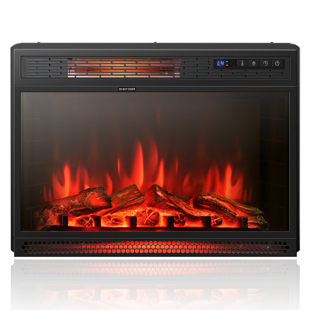 25-inch recessed electric heater with realistic flame effect, adjustable temperature, and remote control for easy.