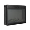 28-inch electric fireplace with remote, featuring a tempered glass panel, realistic flame effects, and adjustable heat.